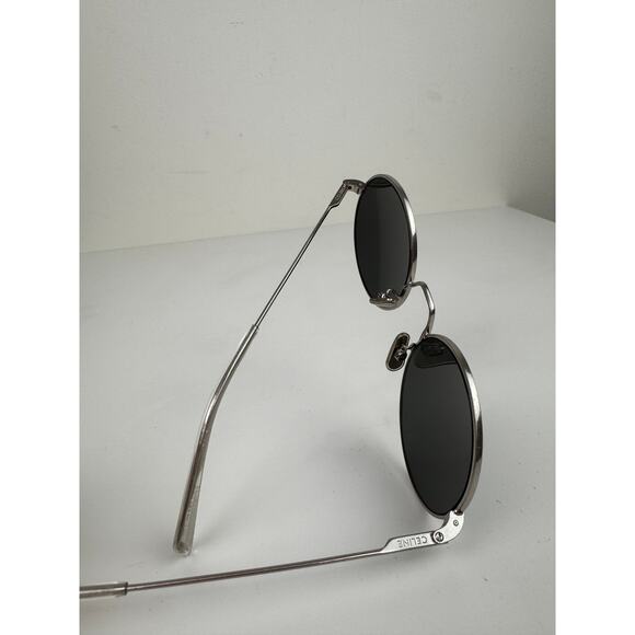 CELINE Unisex Silver Metal Full Frame Dark Gray Lens Polarized Round Sunglasses - Picture 5 of 13
